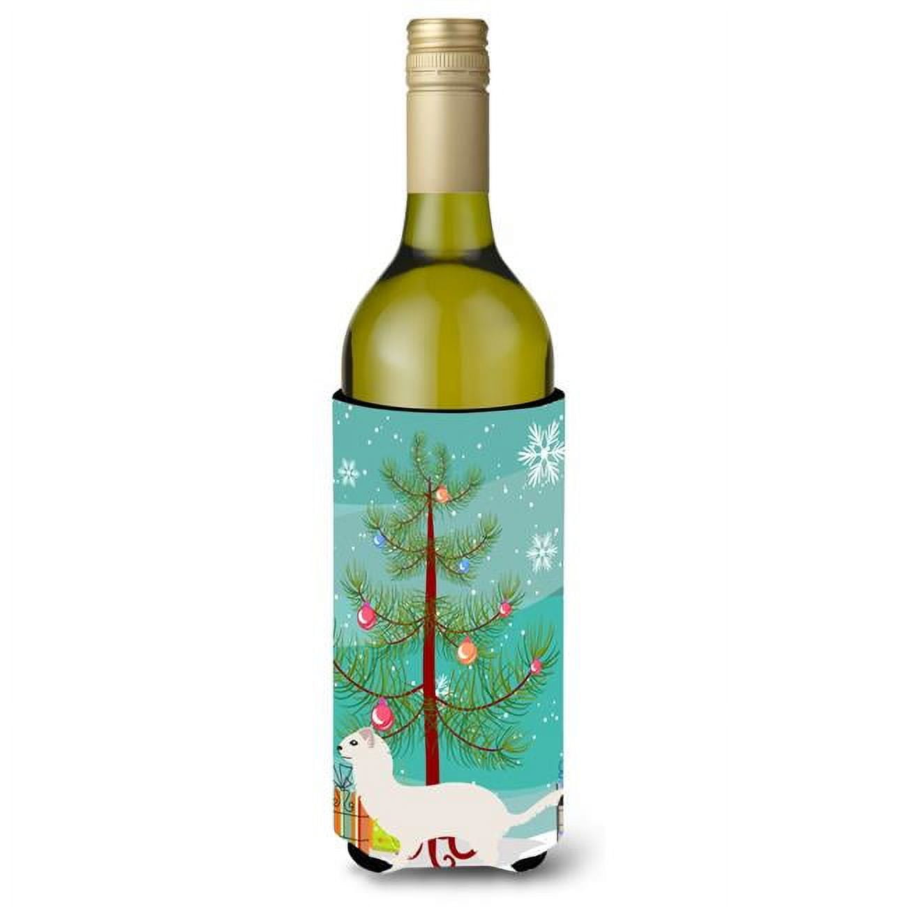 Picture of Carolines Treasures BB9239LITERK Stoat Short-Tailed Weasel Christmas Wine Bottle Beverge Insulator Hugger