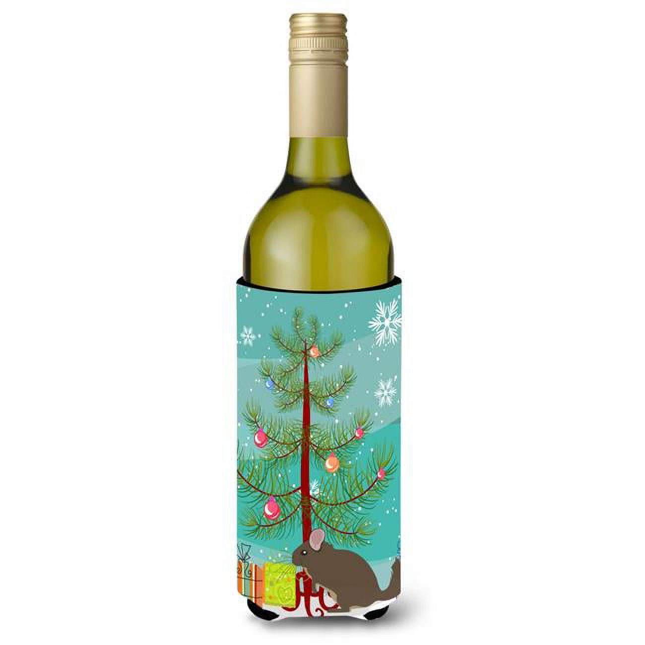 Picture of Carolines Treasures BB9242LITERK Chinchilla Christmas Wine Bottle Beverge Insulator Hugger