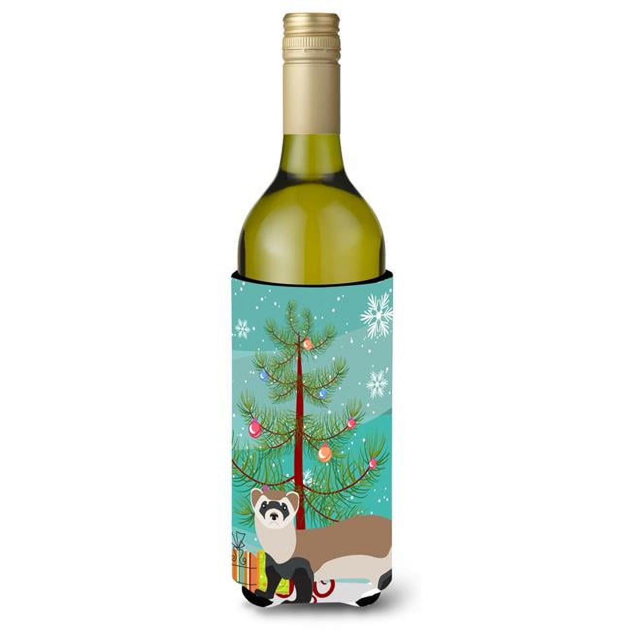Picture of Carolines Treasures BB9245LITERK Ferret Christmas Wine Bottle Beverge Insulator Hugger