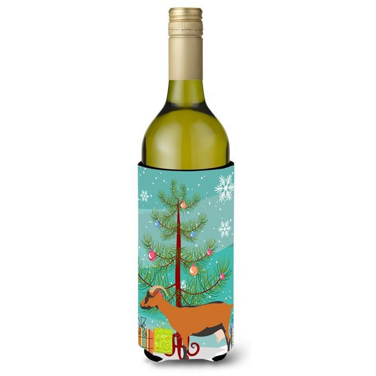 Picture of Carolines Treasures BB9255LITERK Oberhasli Goat Christmas Wine Bottle Beverge Insulator Hugger