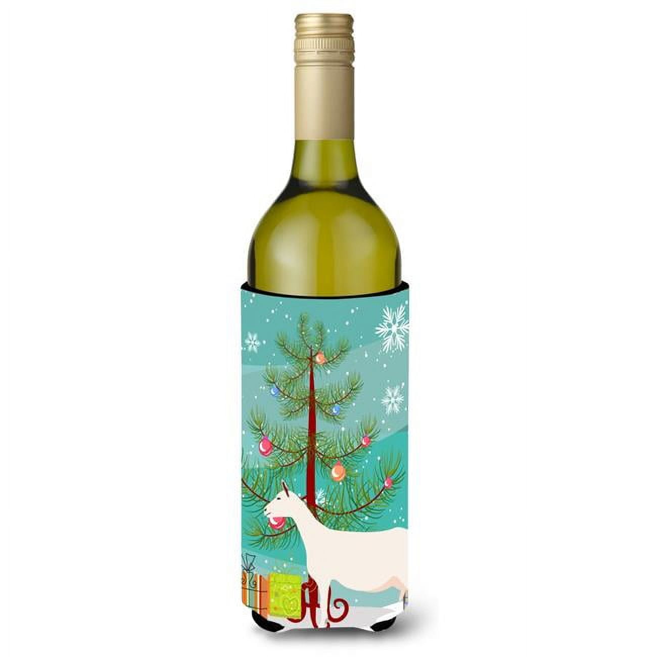 Picture of Carolines Treasures BB9256LITERK Saanen Goat Christmas Wine Bottle Beverge Insulator Hugger