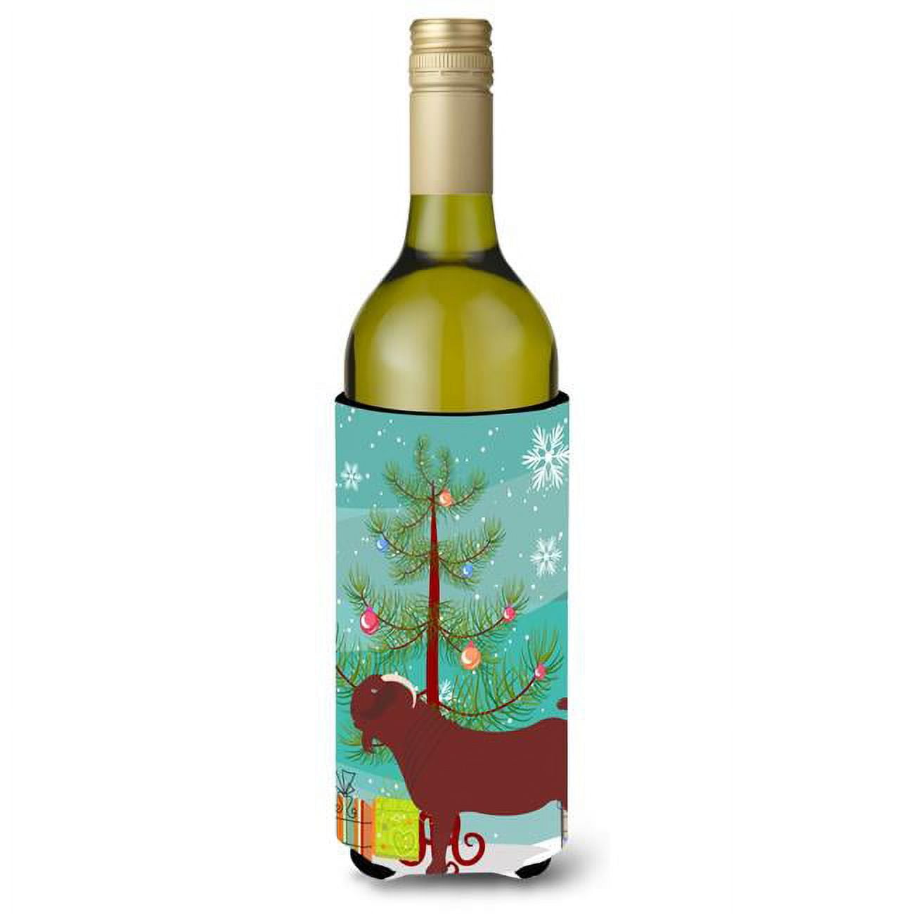 Picture of Carolines Treasures BB9258LITERK Kalahari Red Goat Christmas Wine Bottle Beverge Insulator Hugger