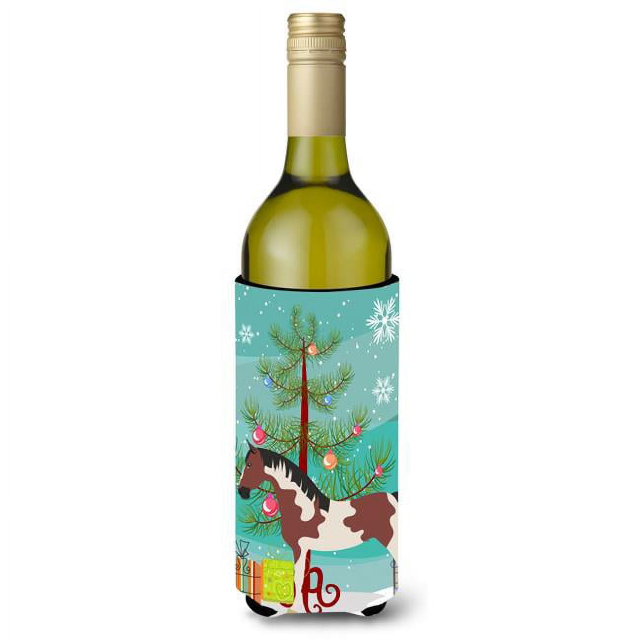 Picture of Carolines Treasures BB9274LITERK Pinto Horse Christmas Wine Bottle Beverge Insulator Hugger