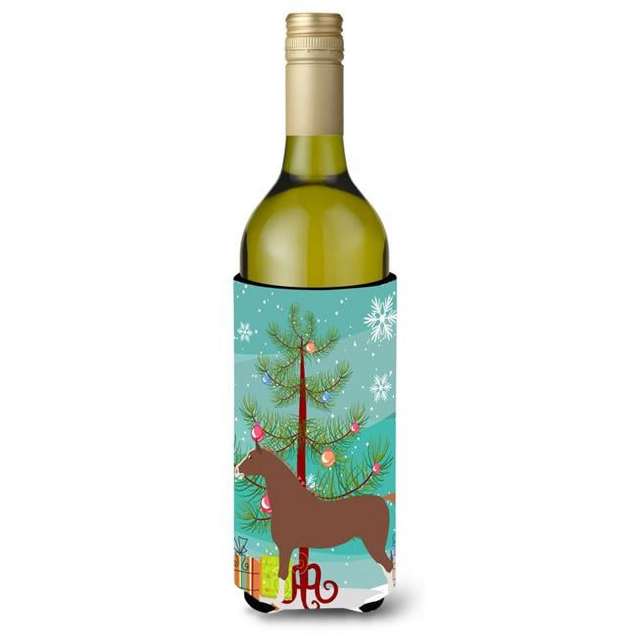 Picture of Carolines Treasures BB9276LITERK Hannoverian Horse Christmas Wine Bottle Beverge Insulator Hugger