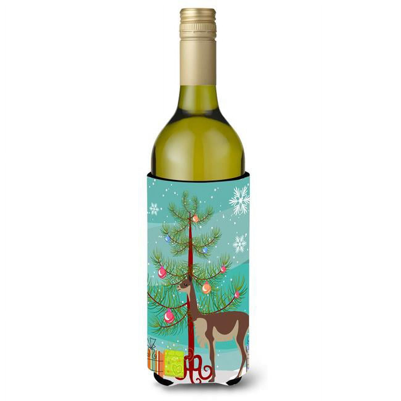 Picture of Carolines Treasures BB9284LITERK Vicugna or Vicuna Christmas Wine Bottle Beverge Insulator Hugger