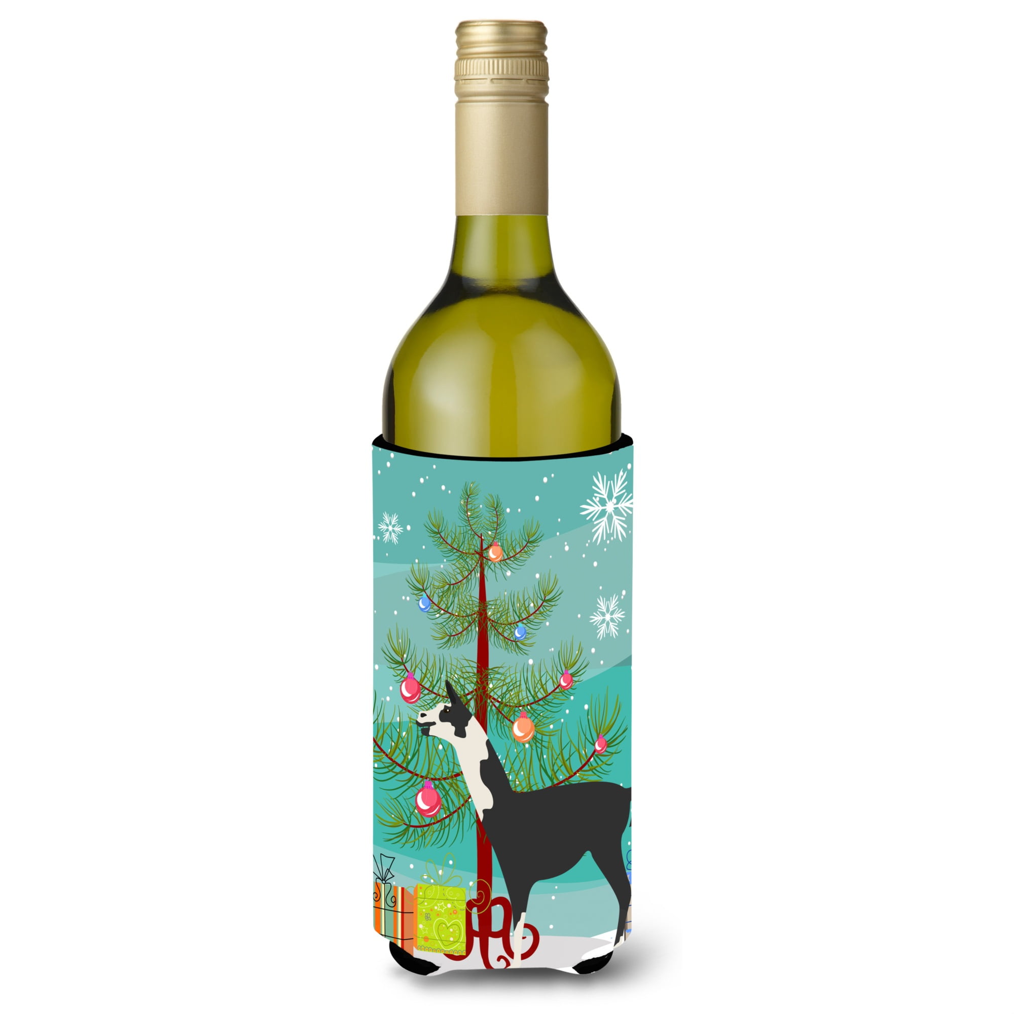 Picture of Carolines Treasures BB9285LITERK Llama Q Ara Christmas Wine Bottle Beverge Insulator Hugger