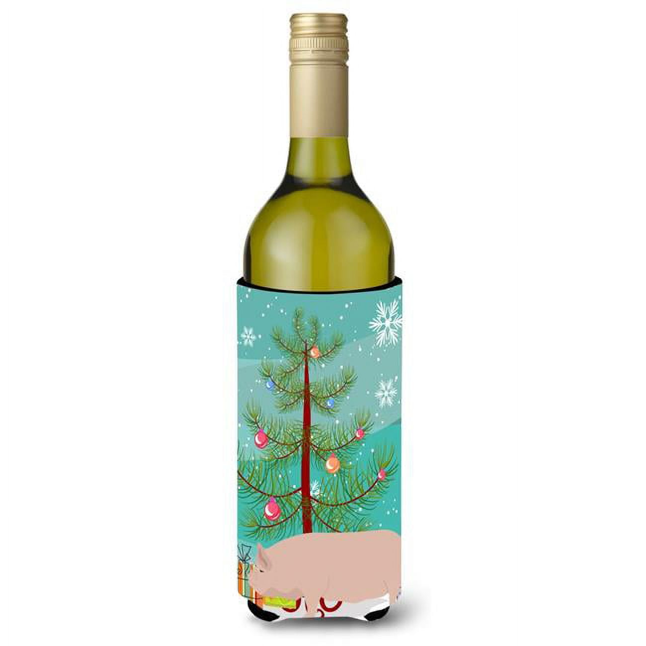 Picture of Carolines Treasures BB9304LITERK Welsh Pig Christmas Wine Bottle Beverge Insulator Hugger