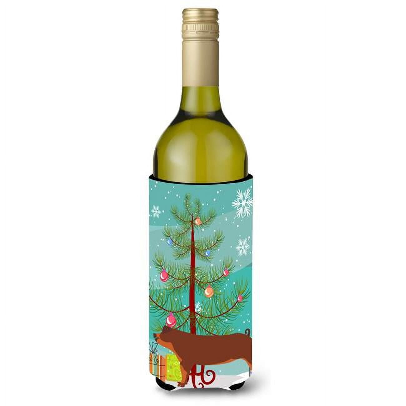 Picture of Carolines Treasures BB9309LITERK Duroc Pig Christmas Wine Bottle Beverge Insulator Hugger