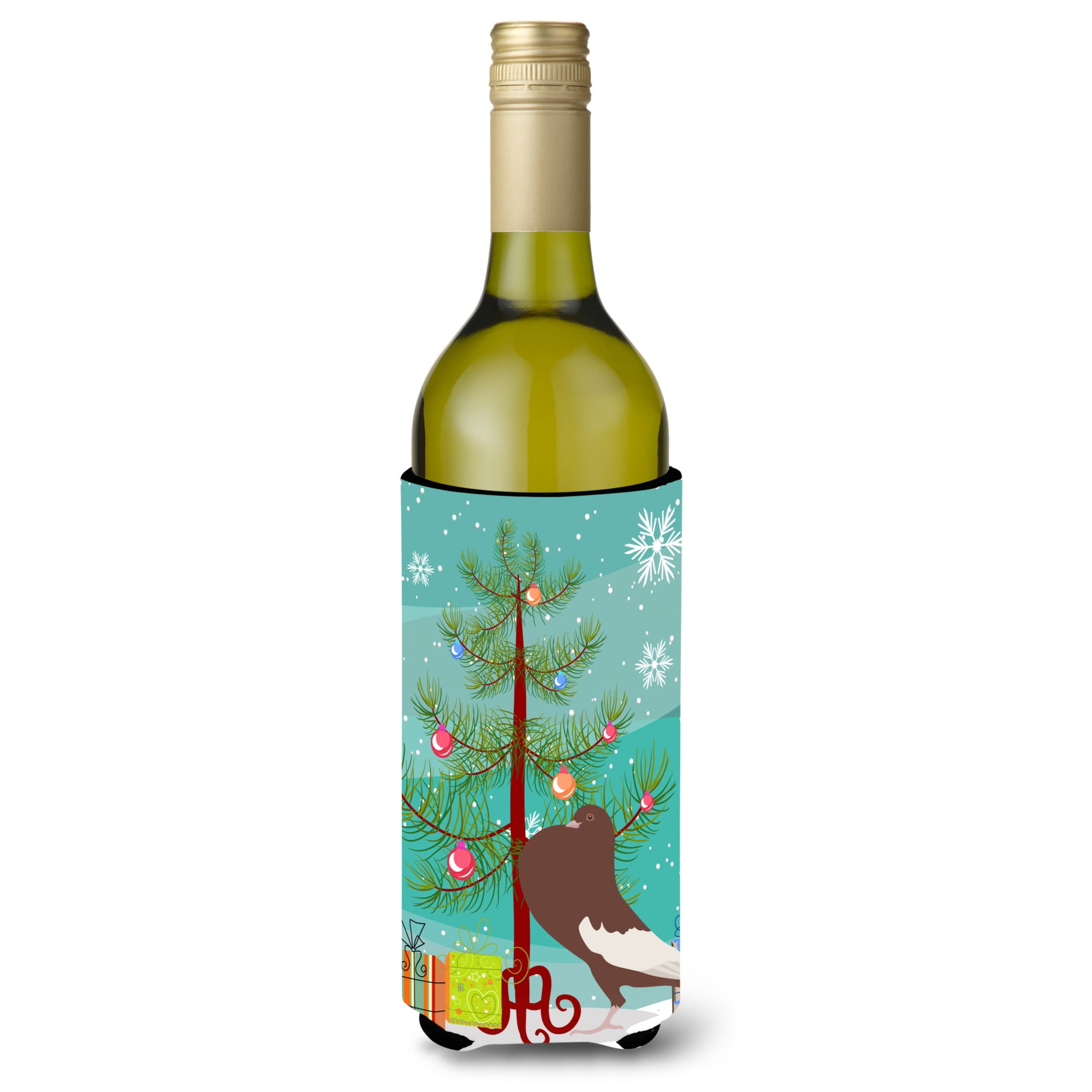 Picture of Carolines Treasures BB9321LITERK English Pouter Pigeon Christmas Wine Bottle Beverge Insulator Hugger
