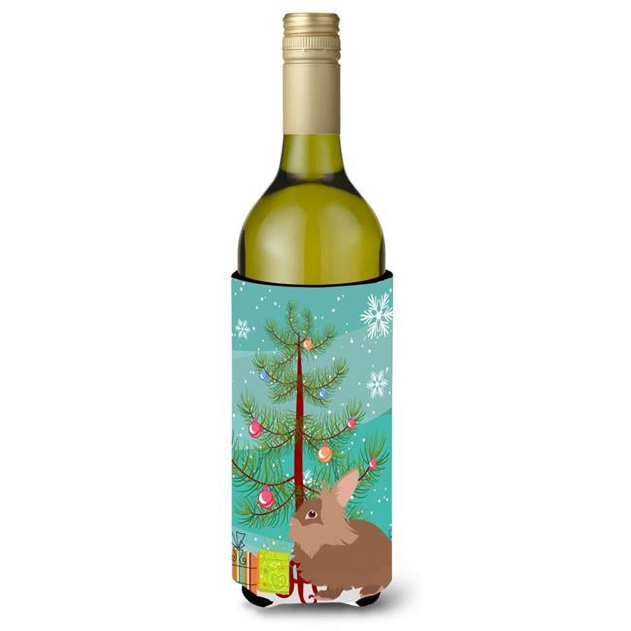 Picture of Carolines Treasures BB9327LITERK Lionhead Rabbit Christmas Wine Bottle Beverge Insulator Hugger