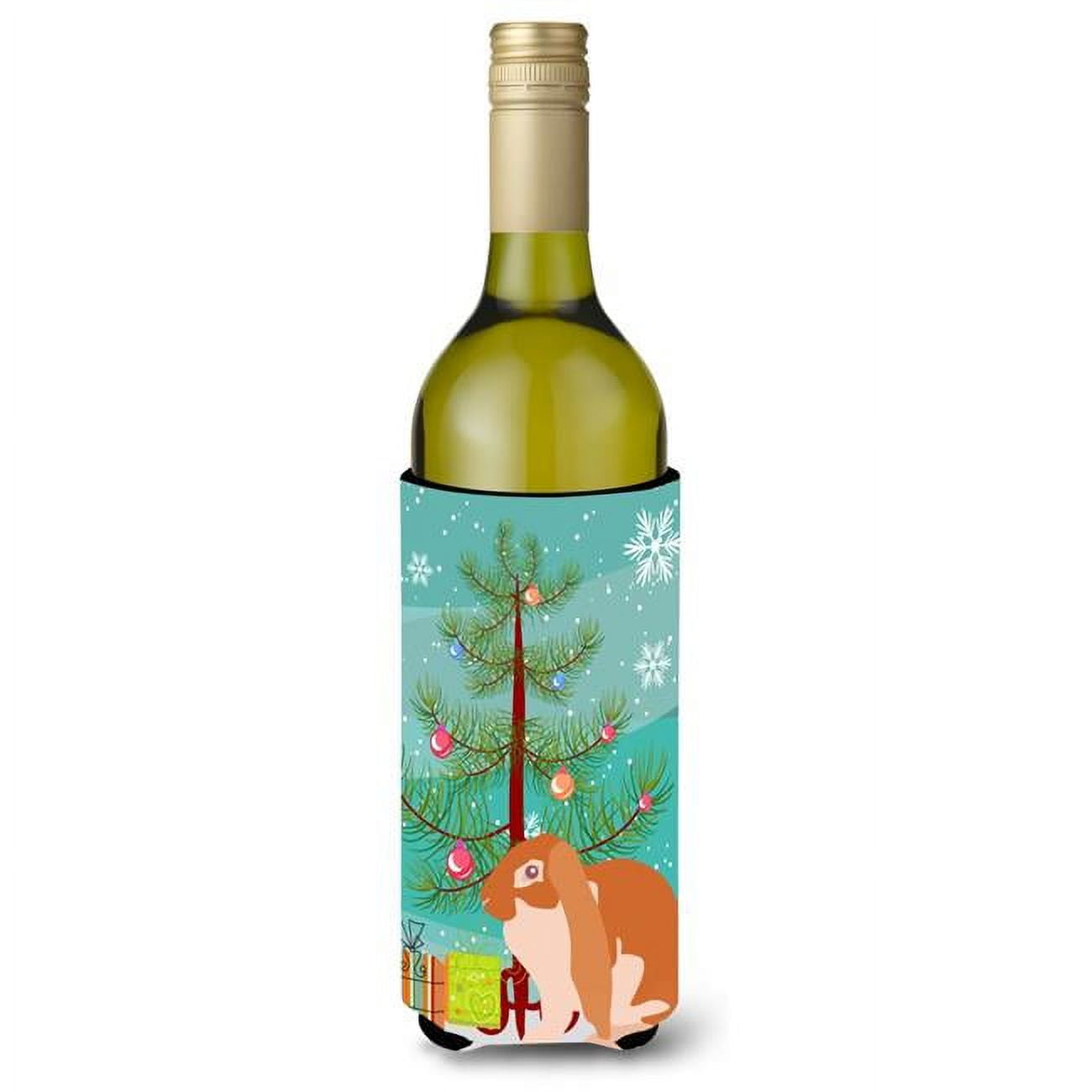 Picture of Carolines Treasures BB9329LITERK English Lop Rabbit Christmas Wine Bottle Beverge Insulator Hugger