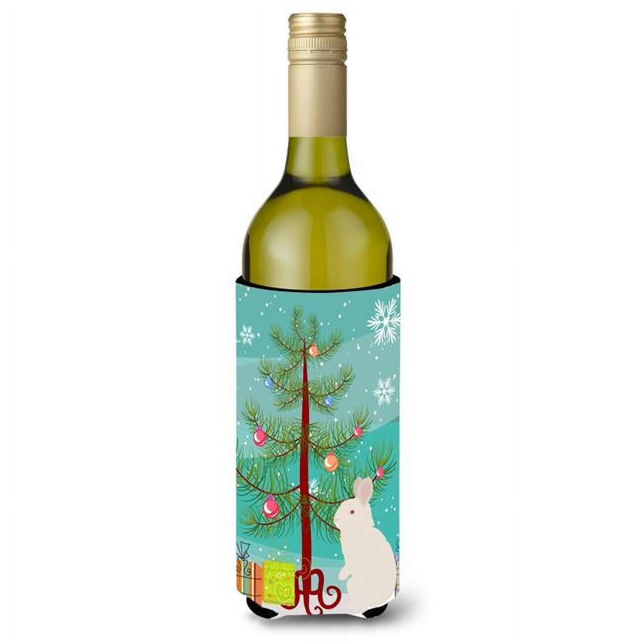 Picture of Carolines Treasures BB9332LITERK New Zealand White Rabbit Christmas Wine Bottle Beverge Insulator Hugger