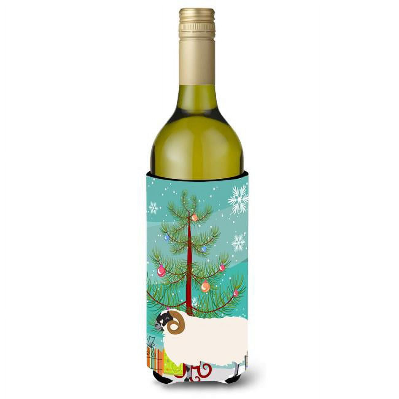 Picture of Carolines Treasures BB9340LITERK Scottish Blackface Sheep Christmas Wine Bottle Beverge Insulator Hugger