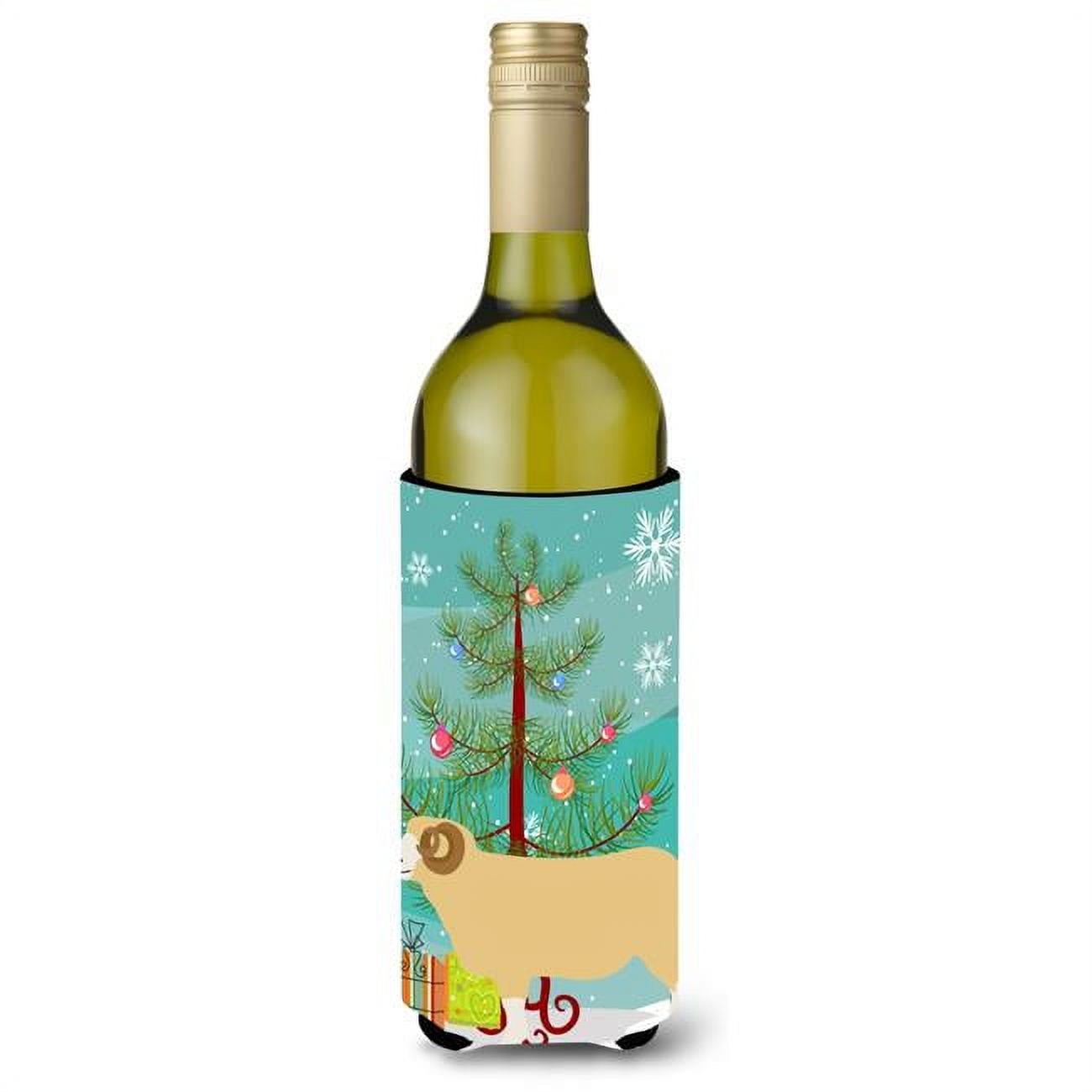 Picture of Carolines Treasures BB9347LITERK Horned Dorset Sheep Christmas Wine Bottle Beverge Insulator Hugger