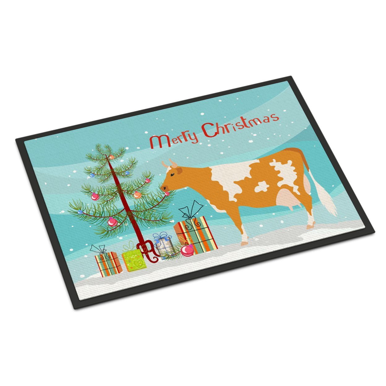 Guernsey Cow Christmas Indoor or Outdoor Mat