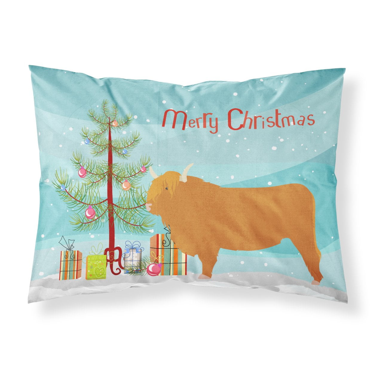 Highland Cow Christmas Fabric Standard Pillowcase