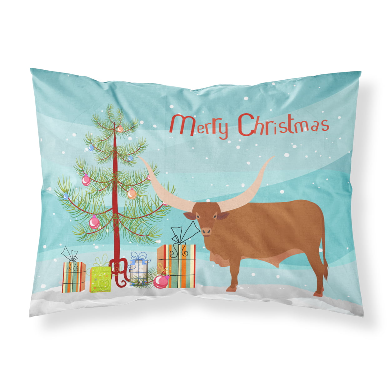 Ankole-Watusu Cow Christmas Fabric Standard Pillowcase