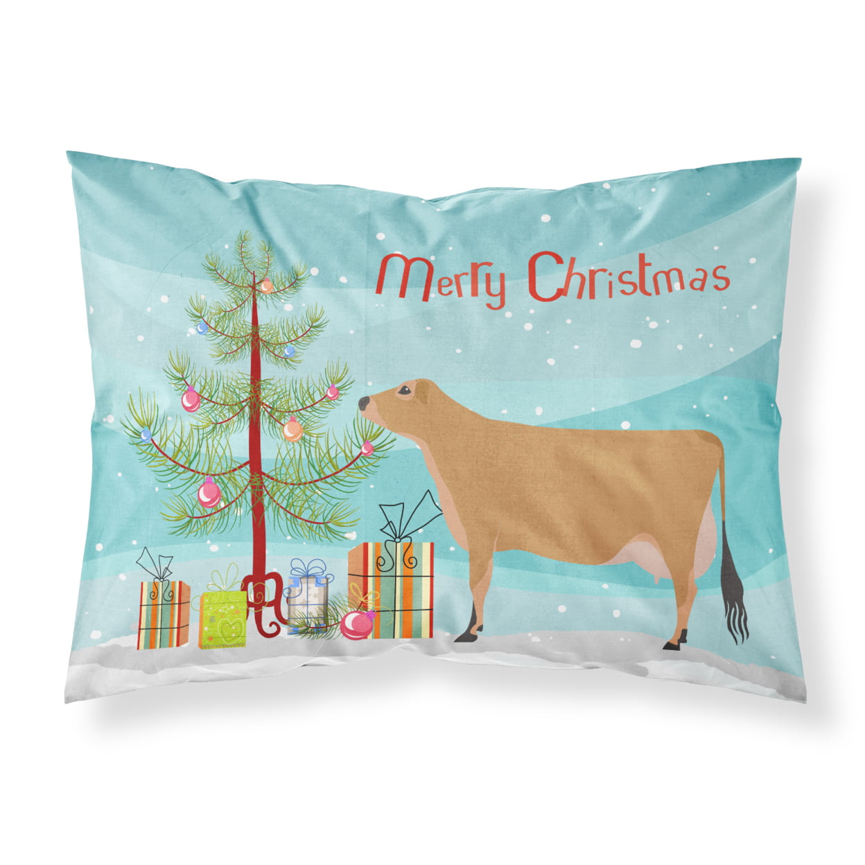 Jersey Cow Christmas Fabric Standard Pillowcase