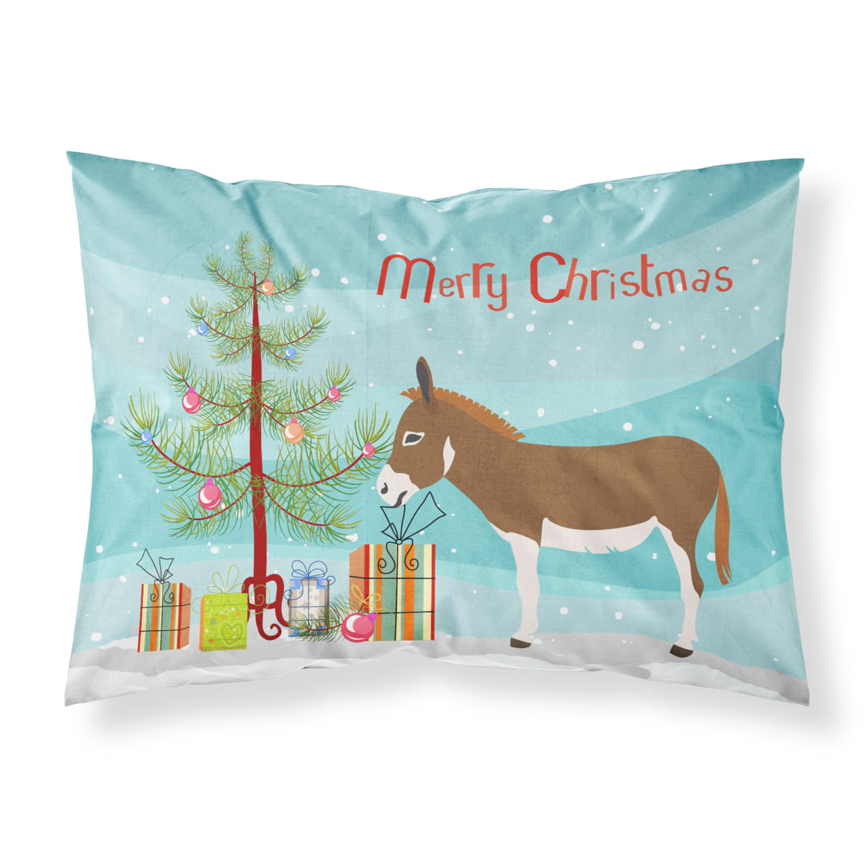 Miniature Mediterranian Donkey Christmas Fabric Standard Pillowcase