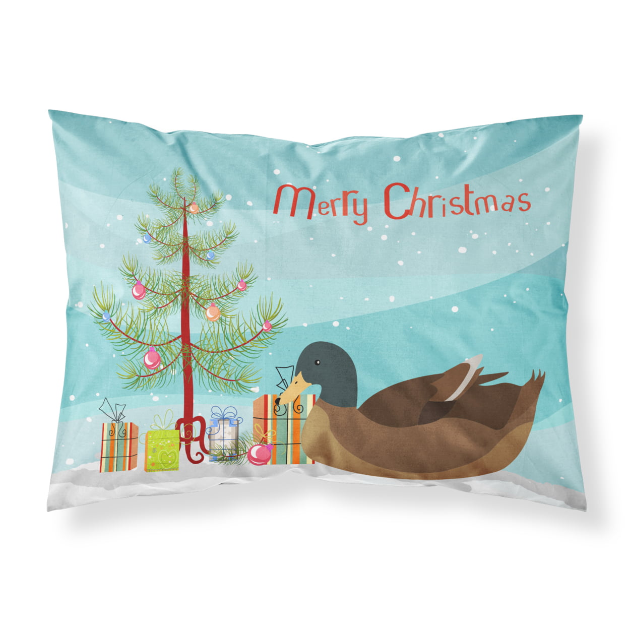 Khaki Campbell Duck Christmas Fabric Standard Pillowcase - Khaki