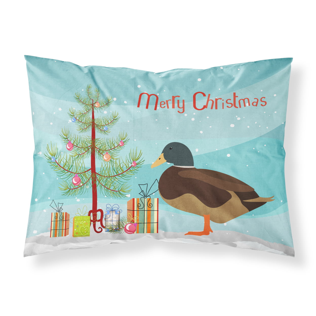 Silver Bantam Duck Christmas Fabric Standard Pillowcase