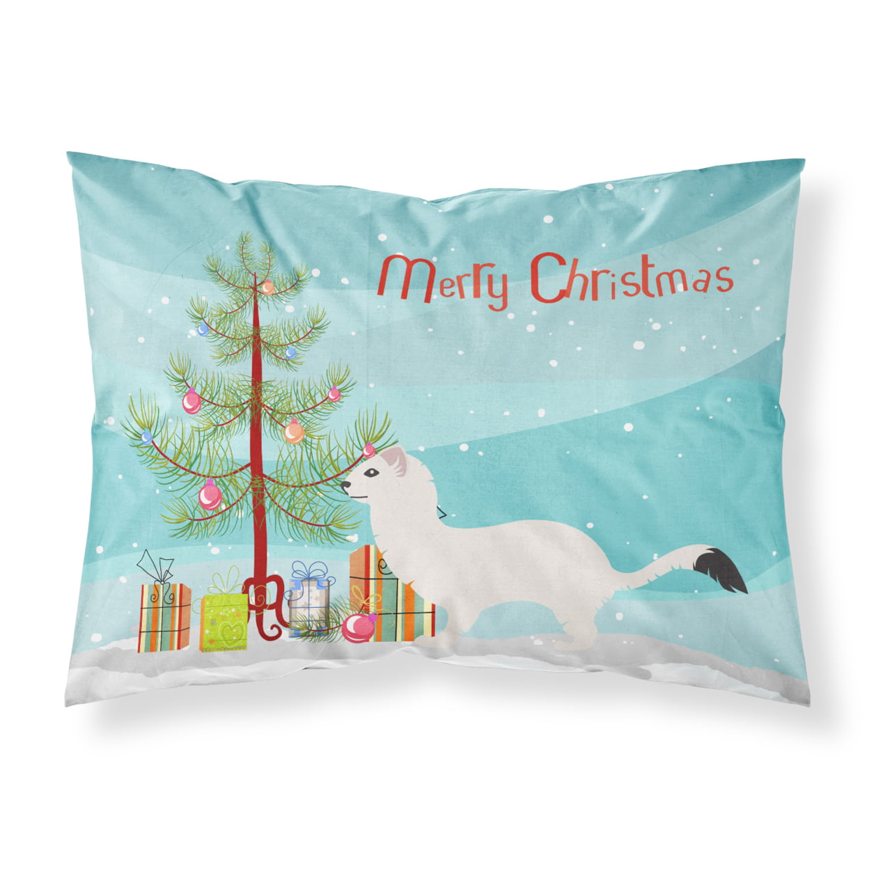 Stoat Short-Tailed Weasel Christmas Fabric Standard Pillowcase