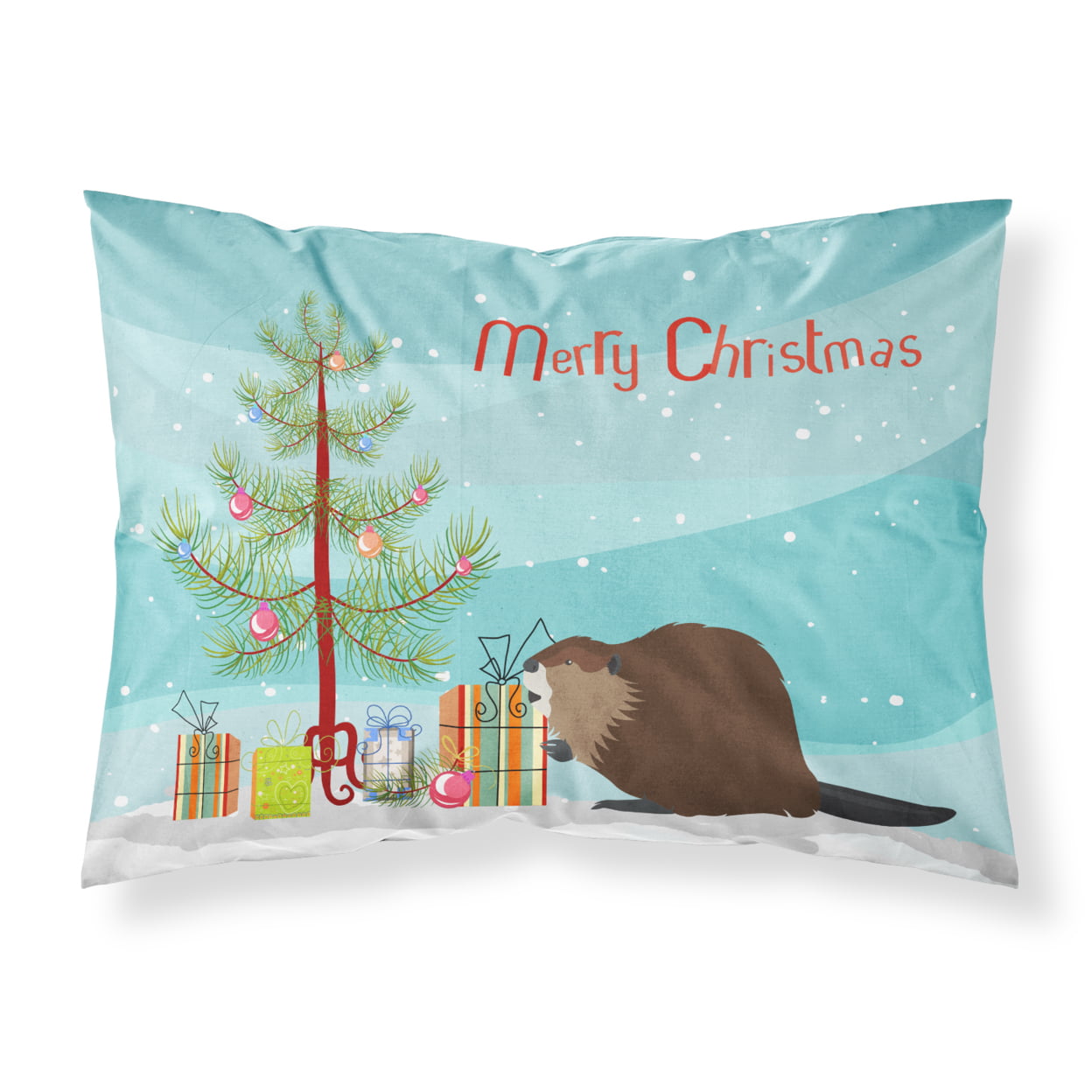BB9240PILLOWCASE Eurasian Beaver Christmas Fabric Standard Pillowcase