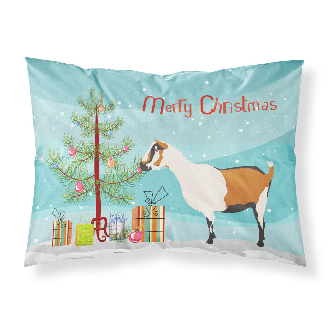 Alpine Goat Christmas Fabric Standard Pillowcase