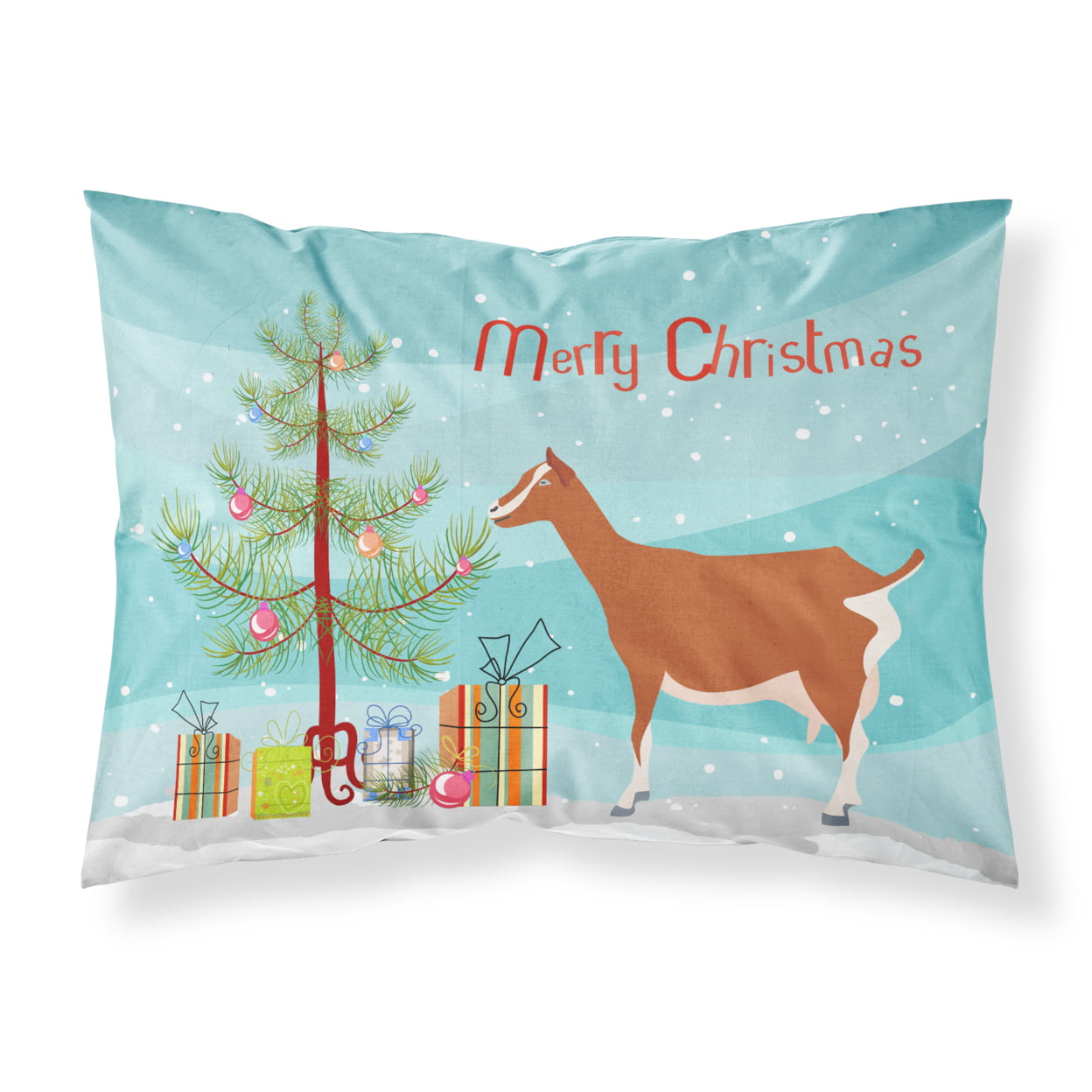 Toggenburger Goat Christmas Fabric Standard Pillowcase