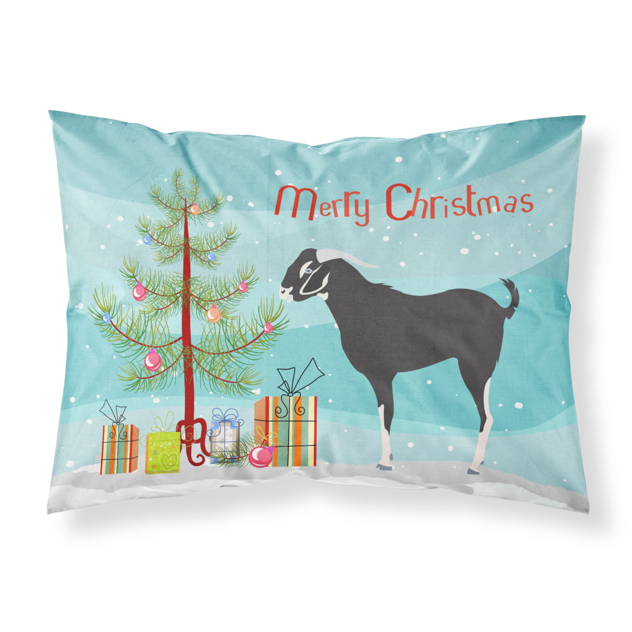 BB9251PILLOWCASE Black Bengal Goat Christmas Fabric Standard Pillowcase