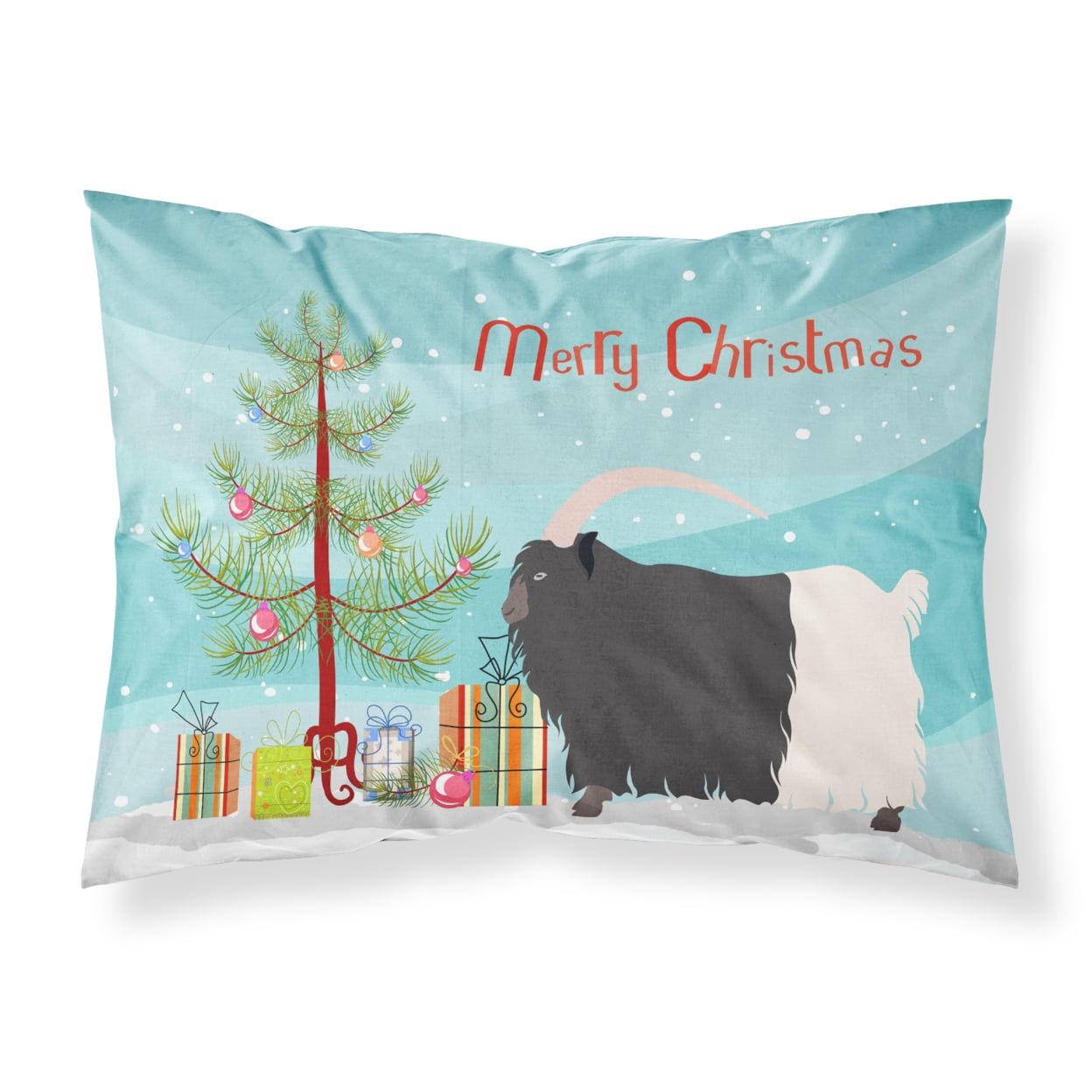 Welsh Black-Necked Goat Christmas Fabric Standard Pillowcase