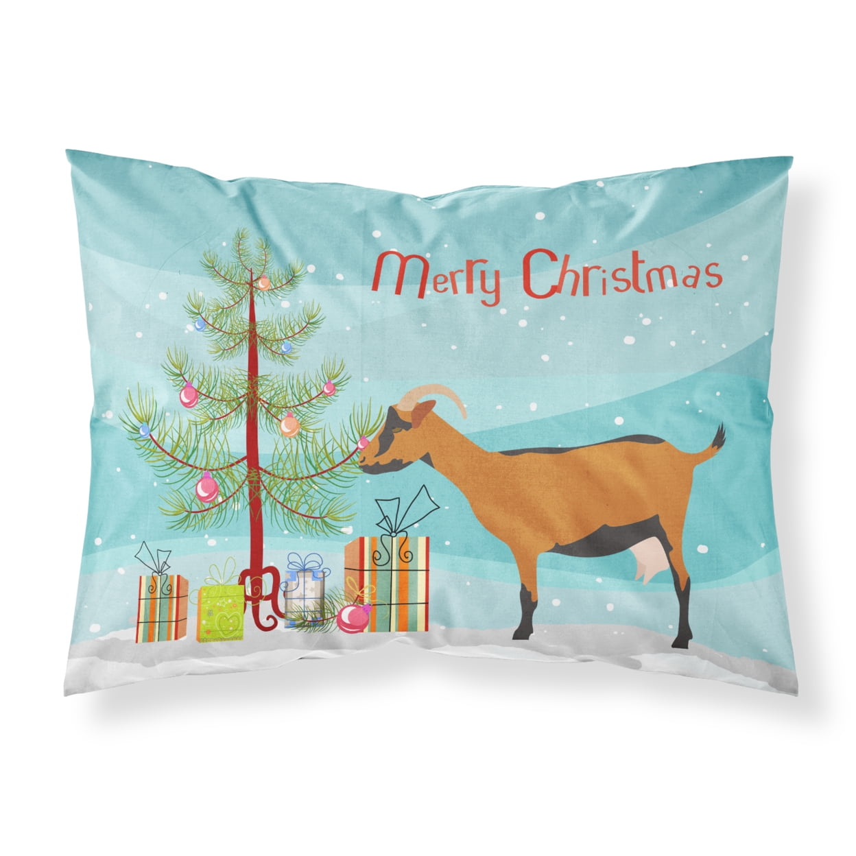 Oberhasli Goat Christmas Fabric Standard Pillowcase