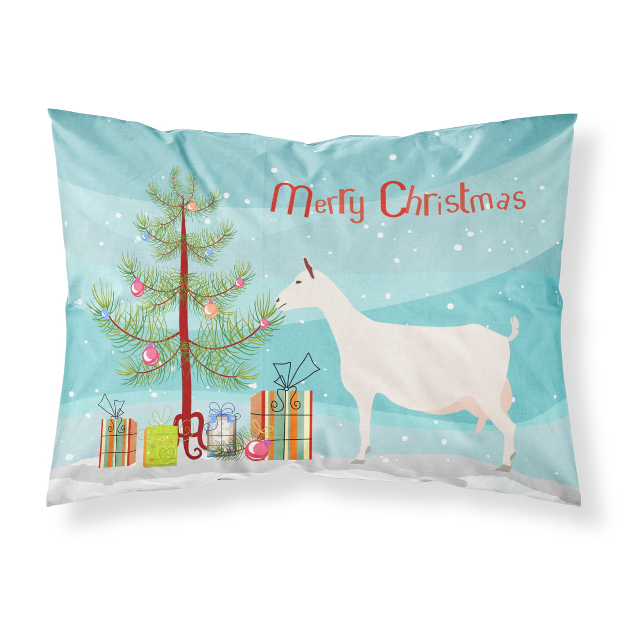 Saanen Goat Christmas Fabric Standard Pillowcase