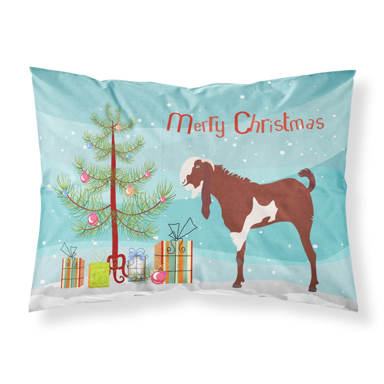 BB9257PILLOWCASE Jamnapari Goat Christmas Fabric Standard Pillowcase