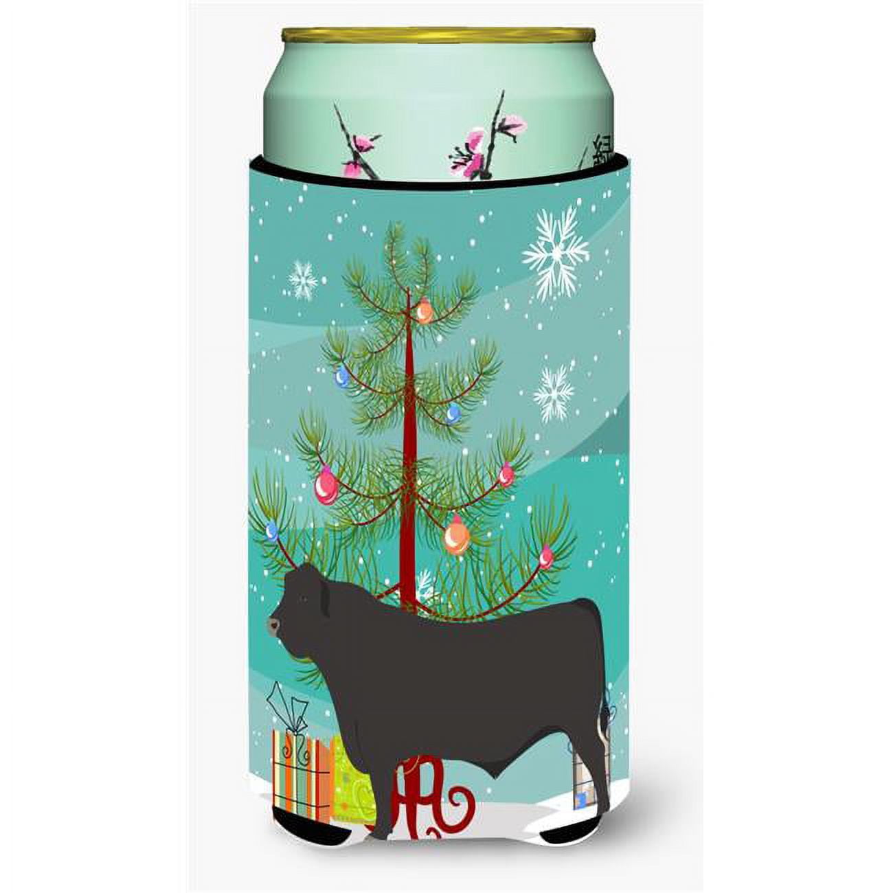 Black Angus Cow Christmas Tall Boy Beverage Insulator Hugger