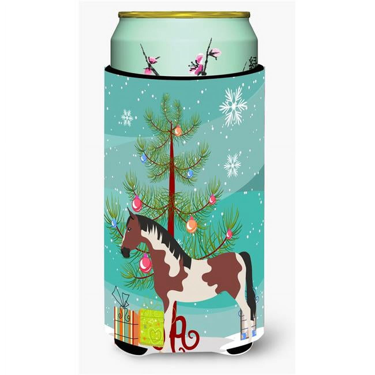 Pinto Horse Christmas Tall Boys Beverage Insulator Hugger