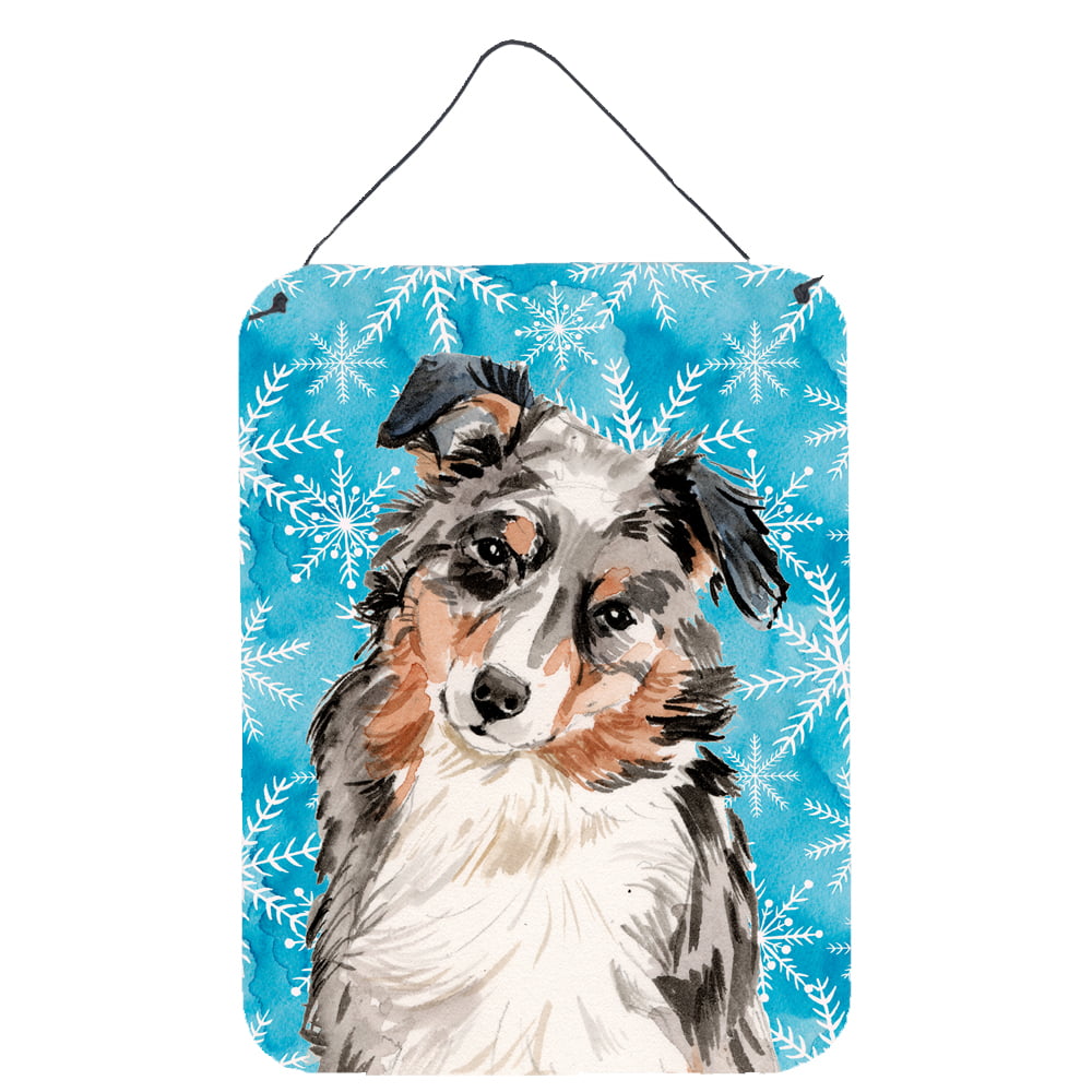 Picture of Carolines Treasures BB9432DS1216 Australian Shepherd Winter Wall or Door Hanging Prints