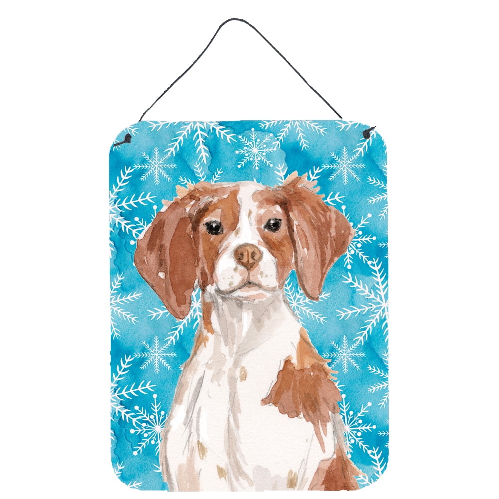 Picture of Carolines Treasures BB9434DS1216 Brittany Spaniel Winter Wall or Door Hanging Prints