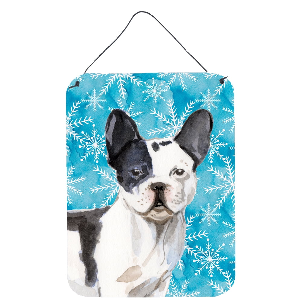 Picture of Carolines Treasures BB9442DS1216 Black & White French Bulldog Winter Wall or Door Hanging Prints