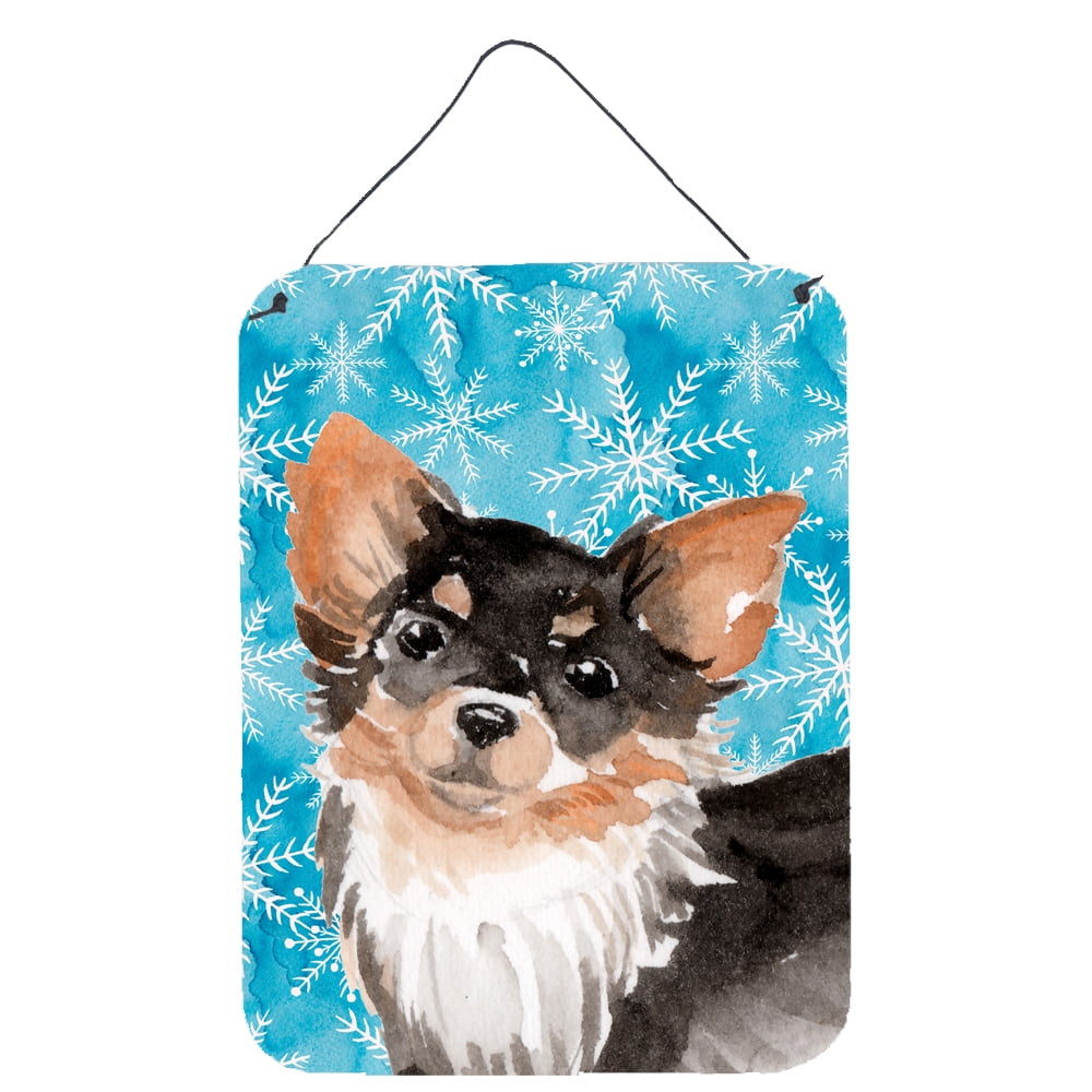 Picture of Carolines Treasures BB9459DS1216 Long Haired Chihuahua Winter Wall or Door Hanging Prints