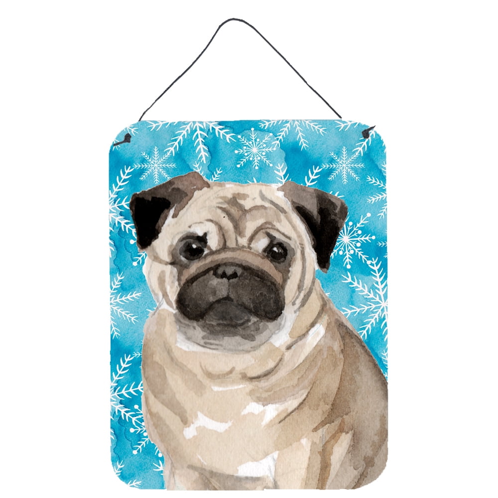 Fawn Pug Winter Wall or Door Hanging Prints