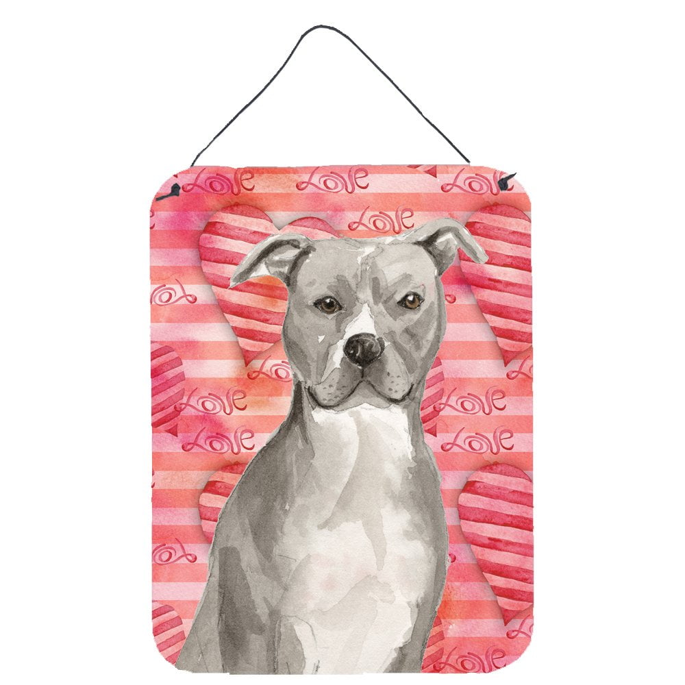 Picture of Carolines Treasures BB9465DS1216 Staffordshire Bull Terrier Love Wall or Door Hanging Prints