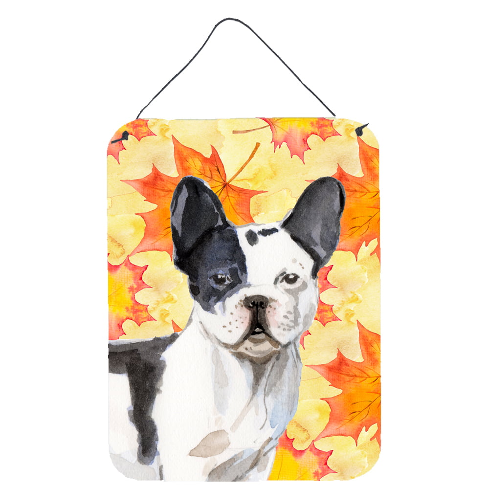 Picture of Carolines Treasures BB9512DS1216 Black & White French Bulldog Fall Wall or Door Hanging Prints