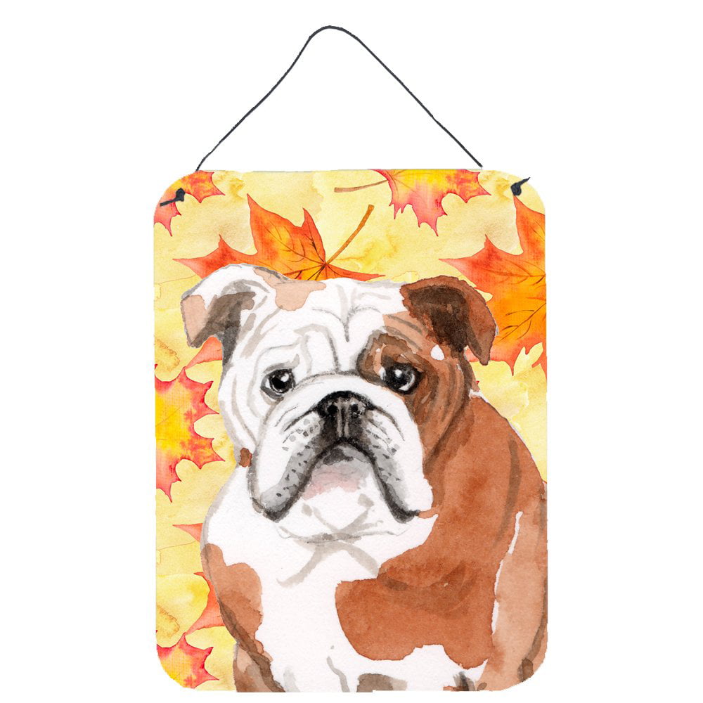 English Bulldog Fall Wall or Door Hanging Prints