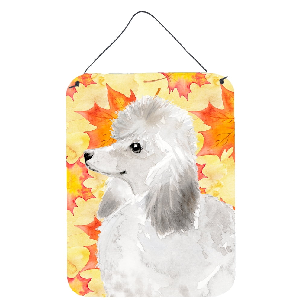 White Standard Poodle Fall Wall or Door Hanging Prints