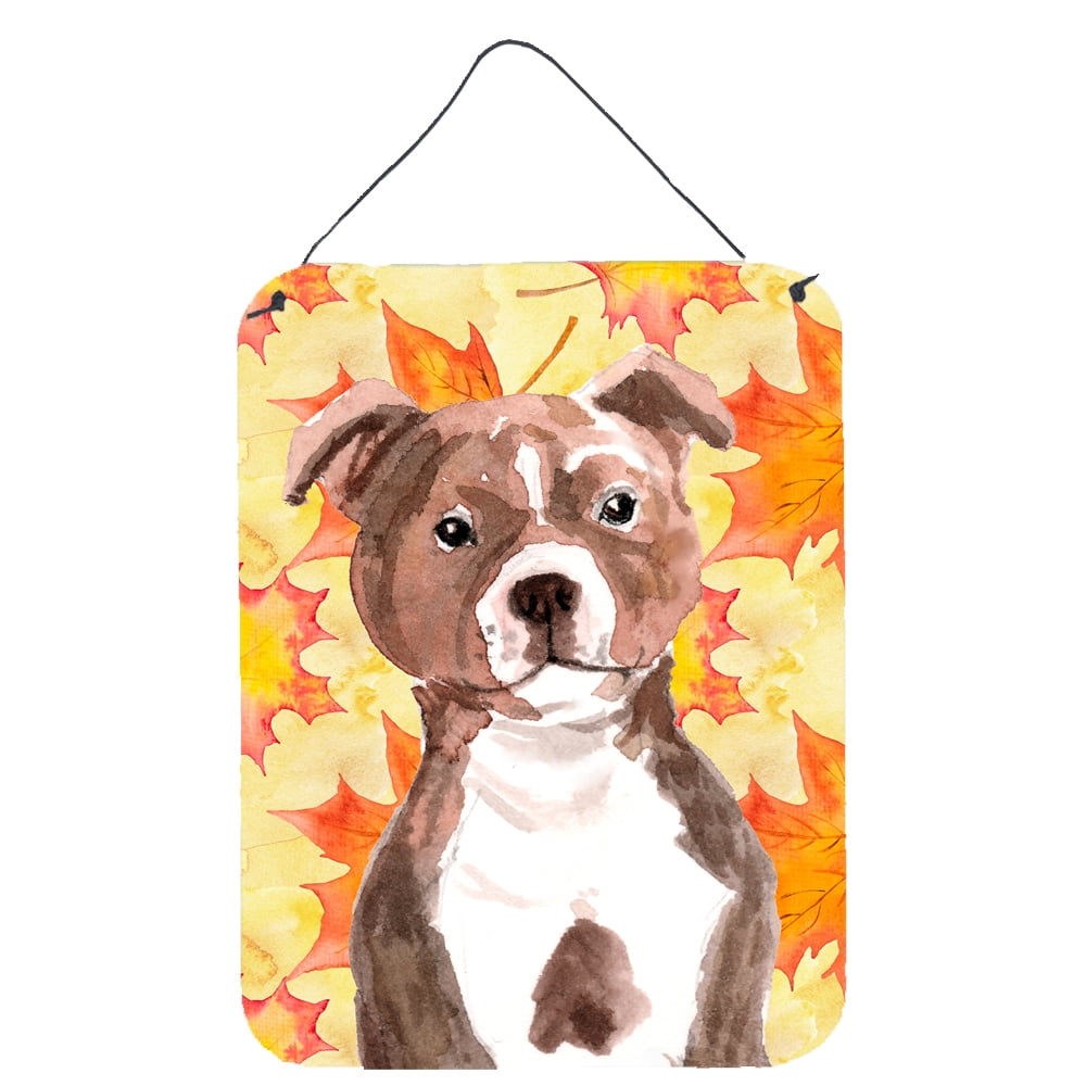 Red Staffie Bull Terrier Fall Wall or Door Hanging Prints