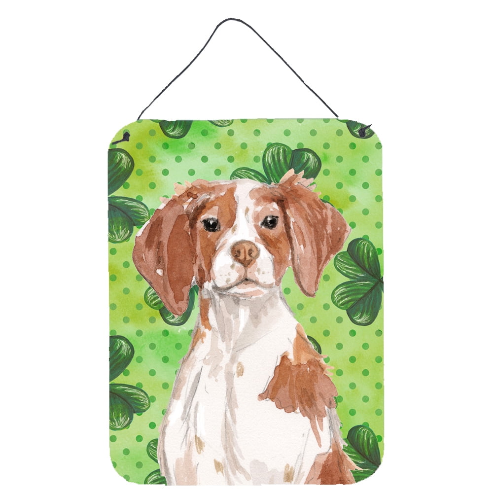 Picture of Carolines Treasures BB9539DS1216 Brittany Spaniel St. Patricks Wall or Door Hanging Prints