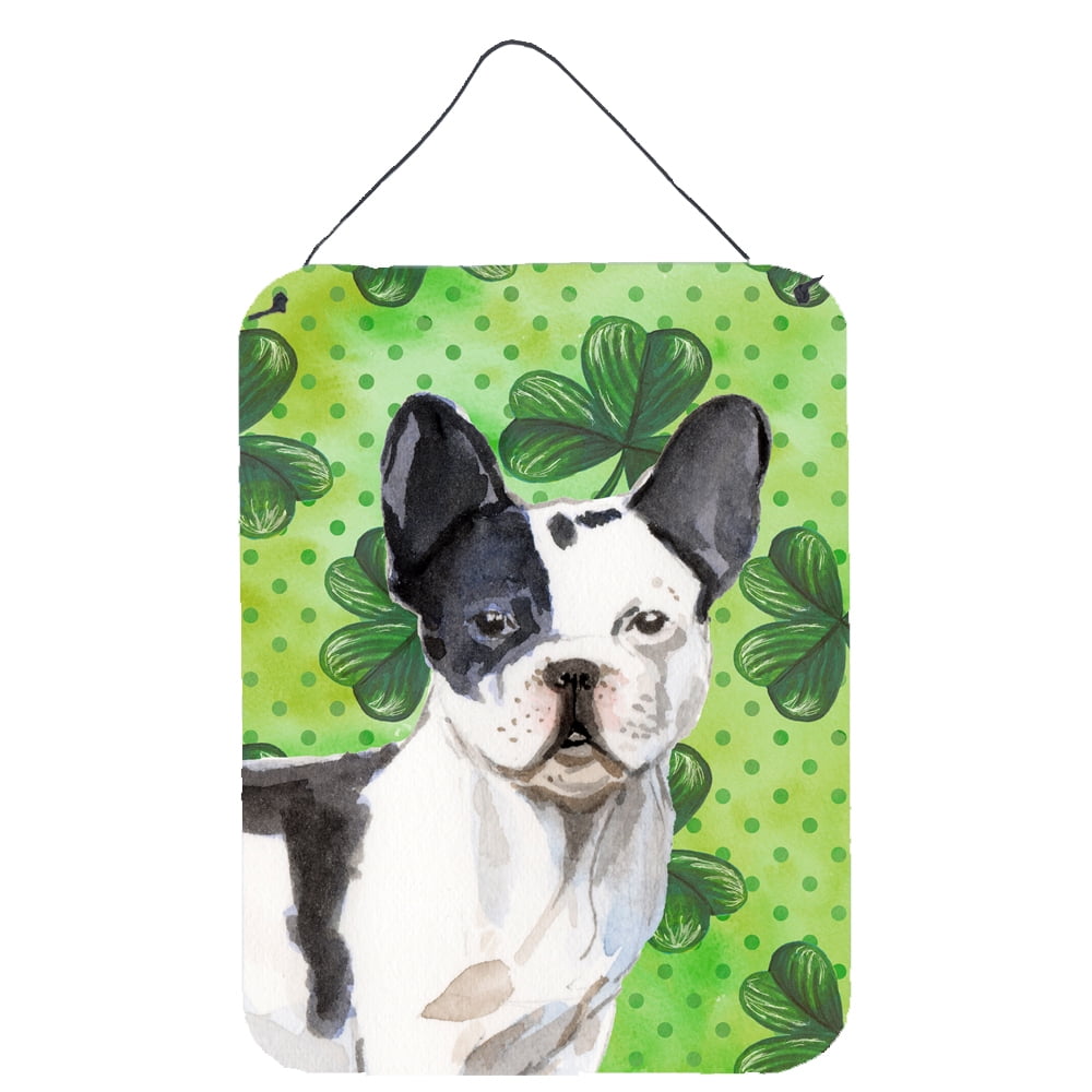 Picture of Carolines Treasures BB9547DS1216 Black & White French Bulldog St. Patricks Wall or Door Hanging Prints