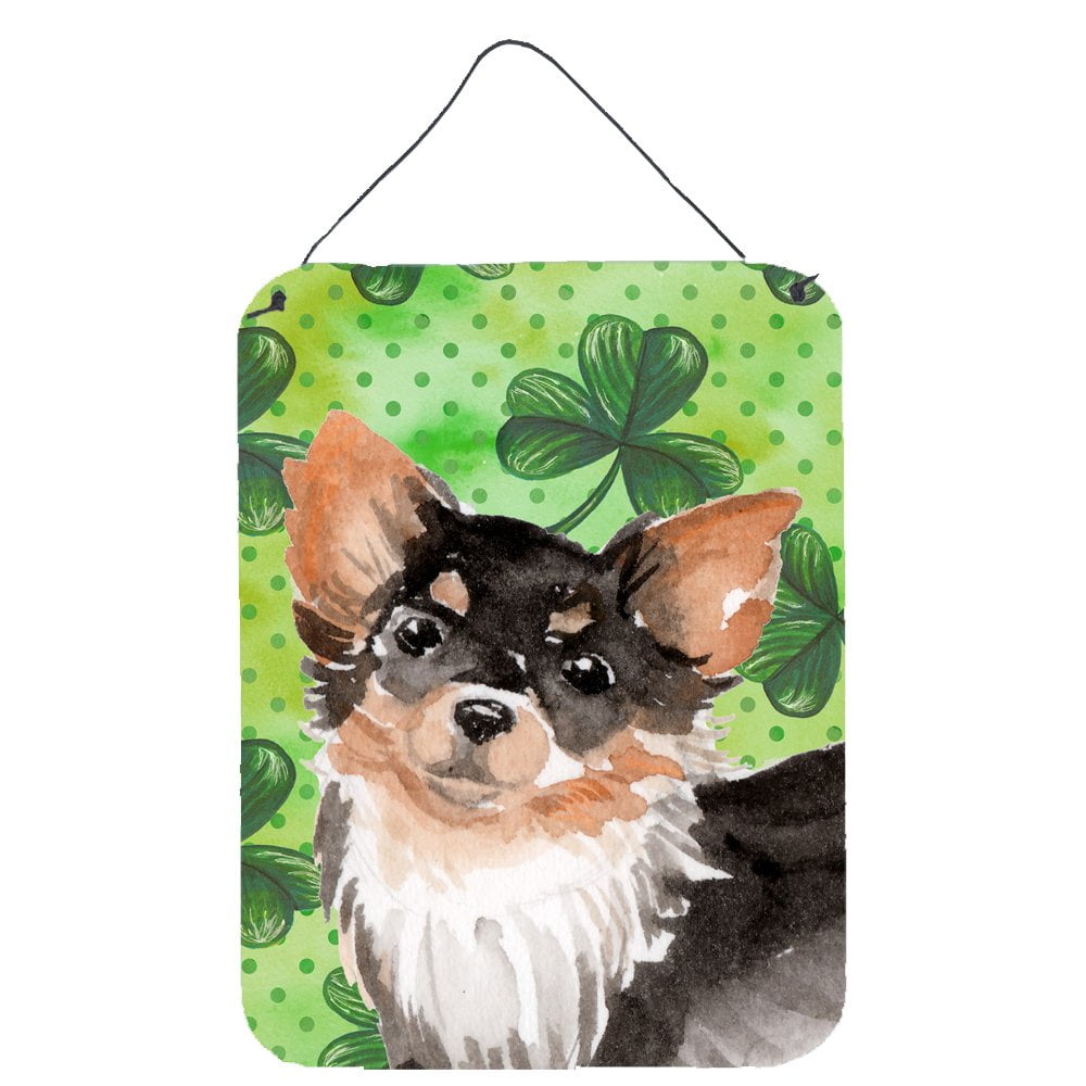 Picture of Carolines Treasures BB9564DS1216 Long Haired Chihuahua St. Patricks Wall or Door Hanging Prints