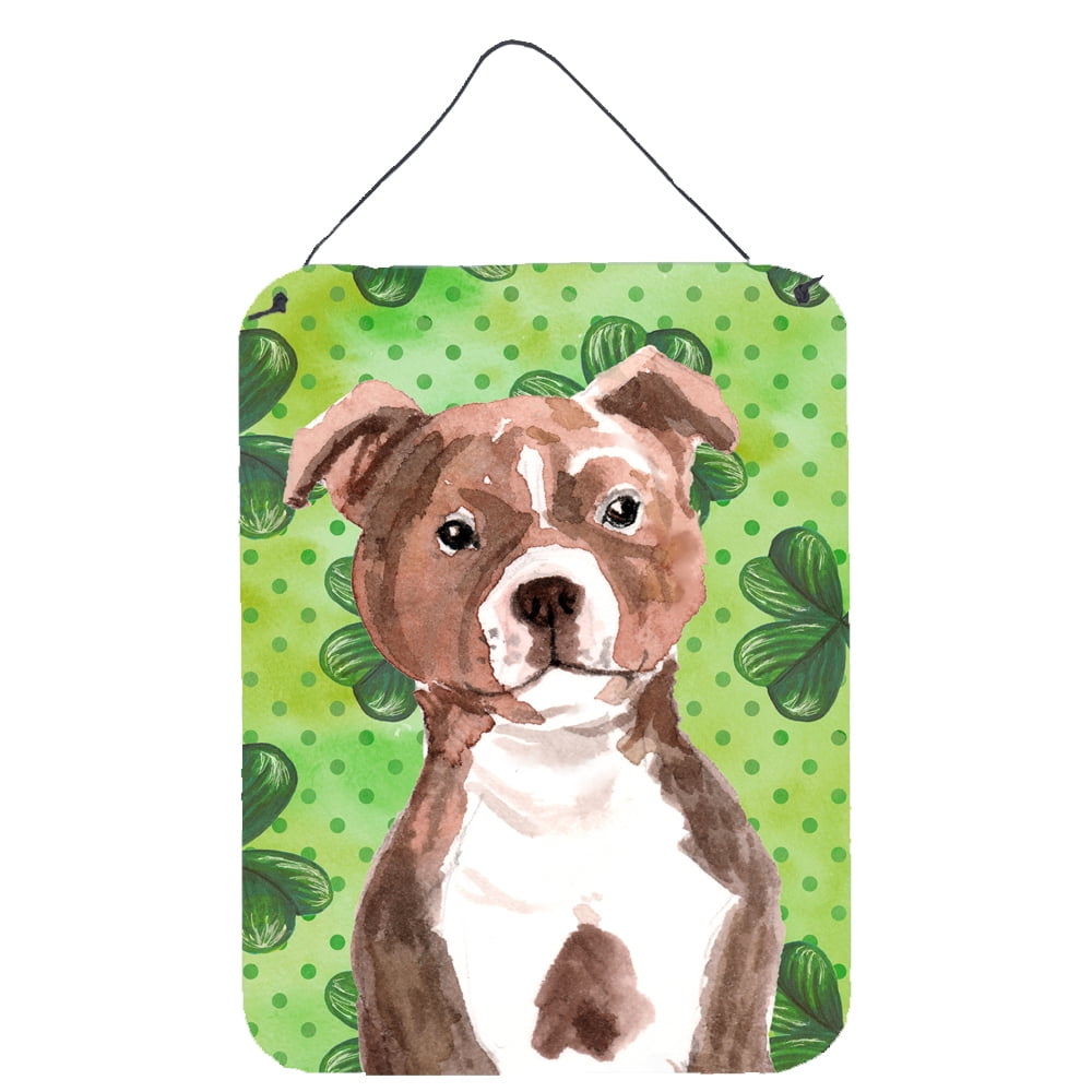 Picture of Carolines Treasures BB9567DS1216 Red Staffie Bull Terrier St. Patricks Wall or Door Hanging Prints